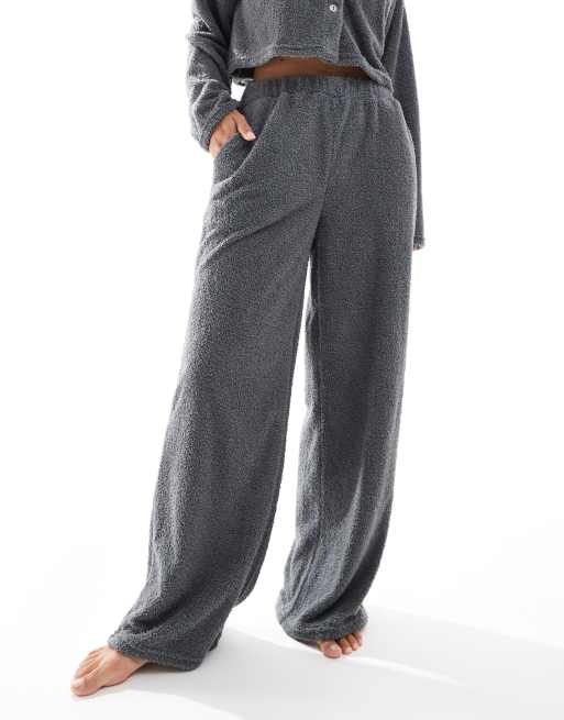 Loungeable soft fuzzy straight leg pants in grey, 2 of 5