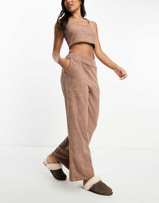 ASOS DESIGN wide leg smart pants in chocolate brown