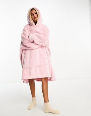 Loungeable soft touch snuggle hoodie in pink