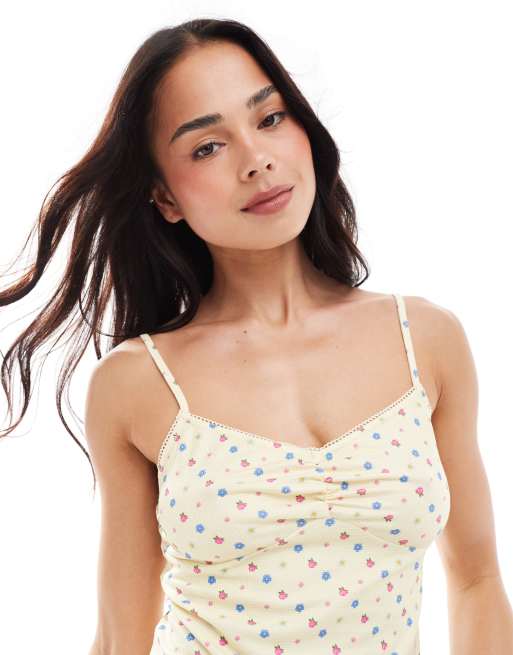 Loungeable - Sæt med vaffeltekstureret longline-babytop med cami-stropper og shorts med blomstermønster, 3 af 4