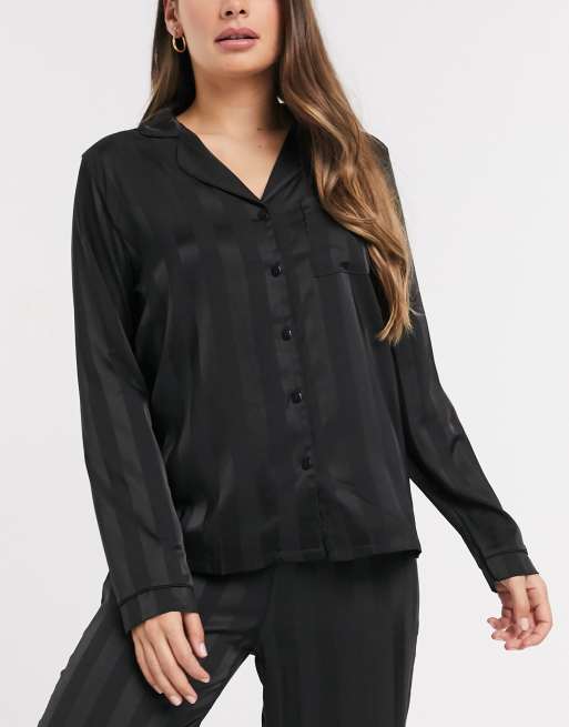 jacquard silk pajama shirt