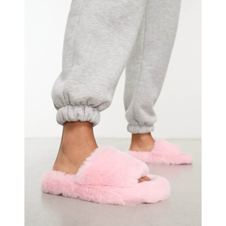 Pink fluffy clearance slippers