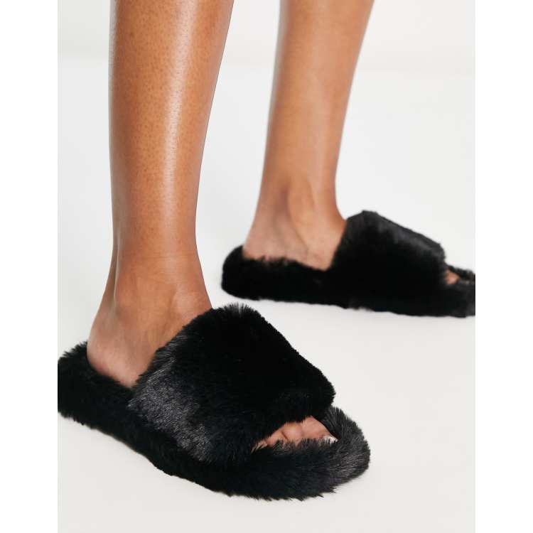 Black slider slippers discount womens