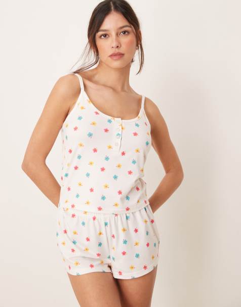 Loungeable super soft cami and knickers set in floral print - view 1