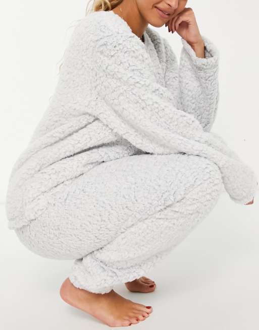 Loungeable super soft cosy fleece lounge set in grey ASOS