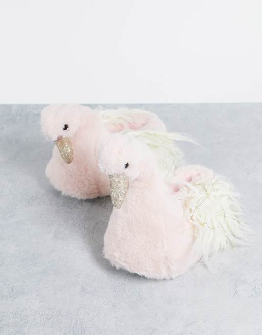 Loungeable swan slippers in light pink