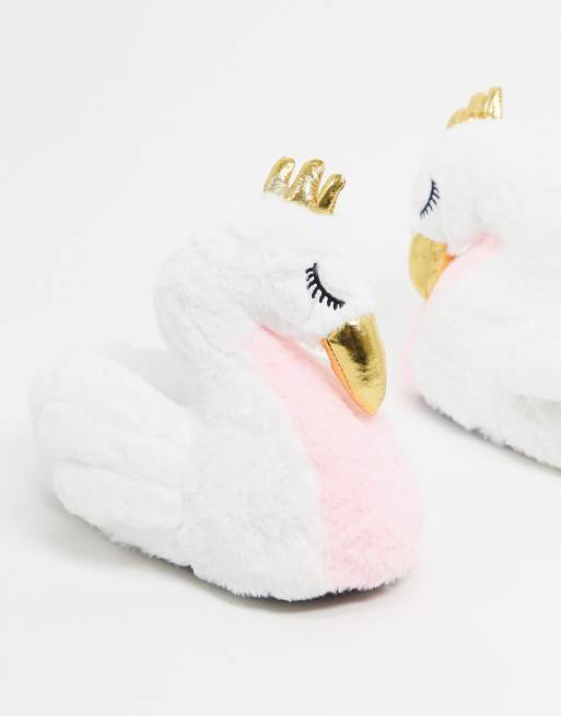 Loungeable swan slippers in white