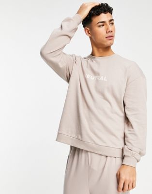 Loungeable sweatshirt with slogan in beige
