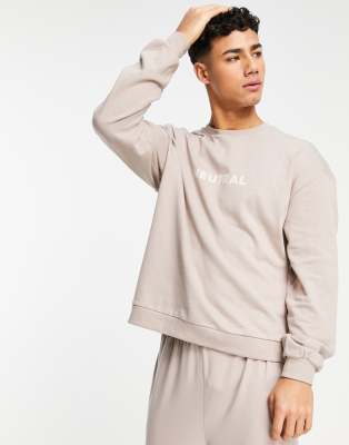 Loungeable sweatshirt with slogan in beige