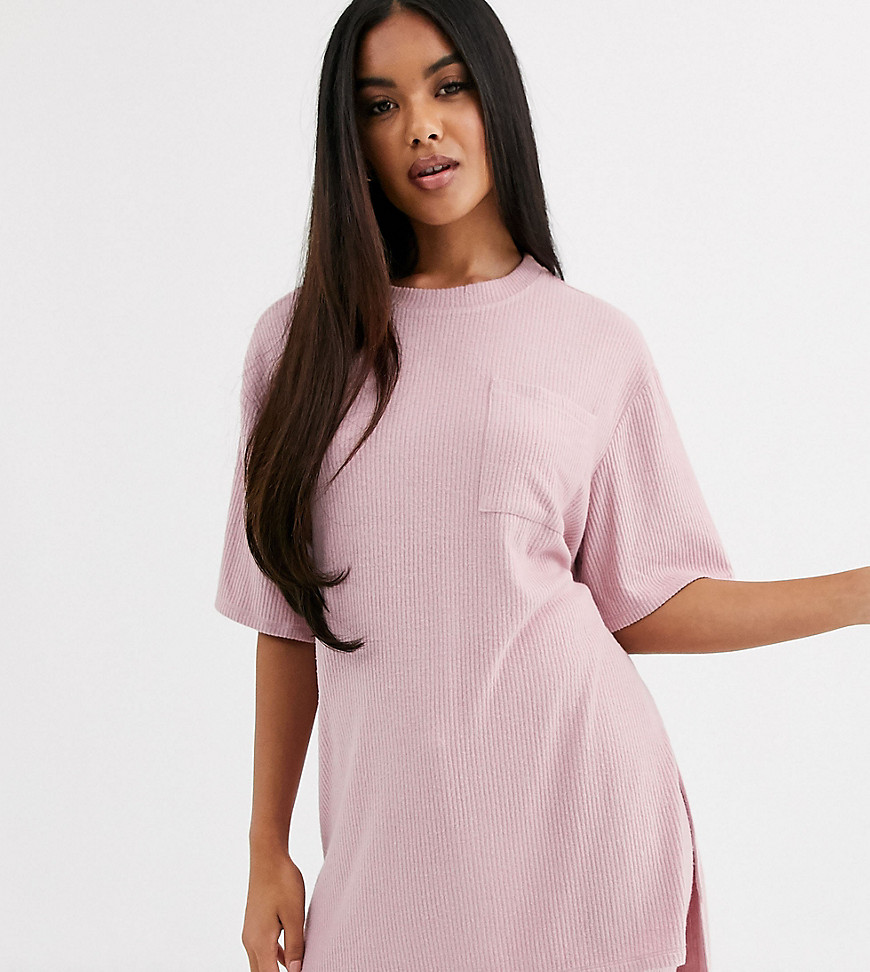 Loungeable - T-shirt mix & match oversize rosa a coste