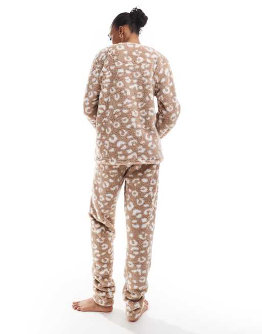 Loungeable Tall - Pyjama deux pièces en sherpa douillet - Taupe, 4 de 4