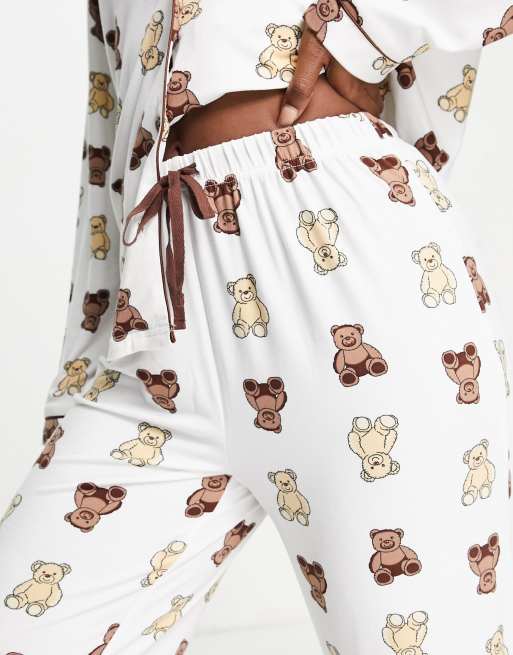 Ciambella - Couple Matching Pajama Set: Teddy Bear Print Top +