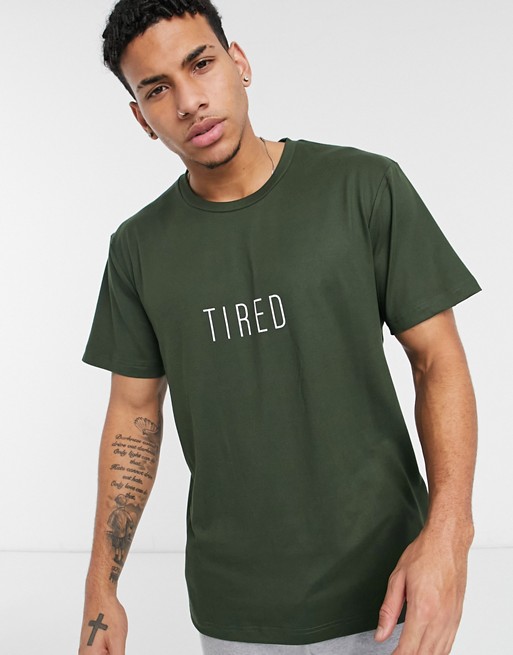 Loungeable Tired lounge t-shirt in khaki