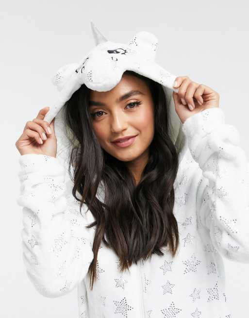 Loungeable unicorn onesie in white