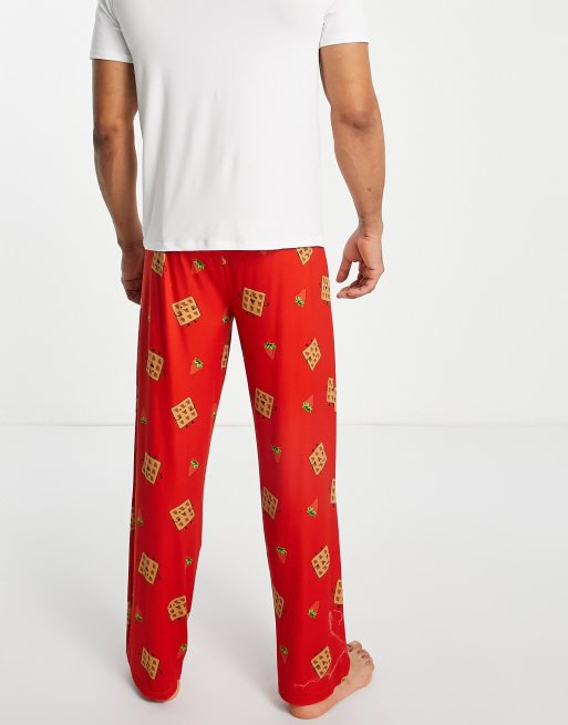 Loungeable Valentines waffle pajamas in red and white ASOS