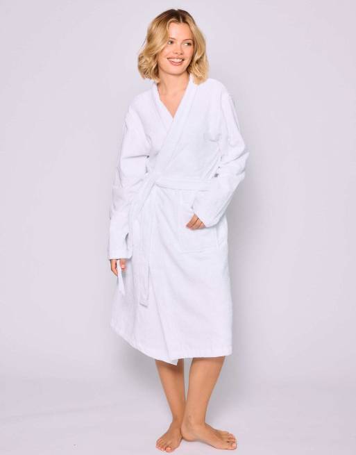 Loungeable - Vestaglia classica in spugna bianca