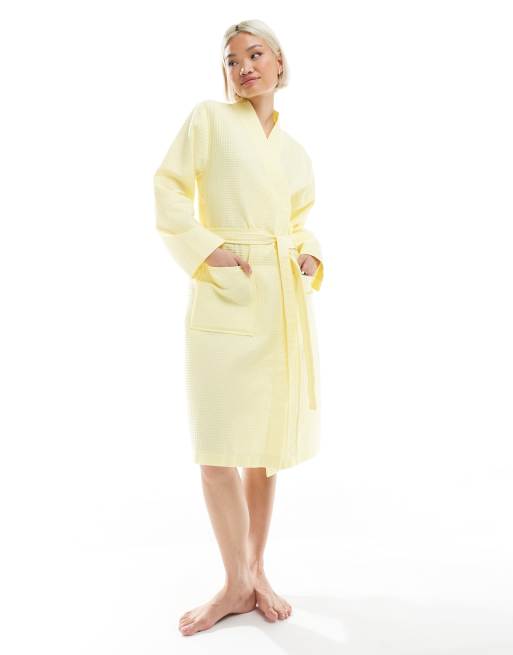 Loungeable Vestaglia gialla lavorata a nido d'ape ASOS