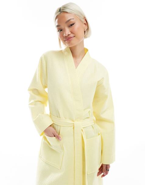 Loungeable Waffle robe in yellow - view 1