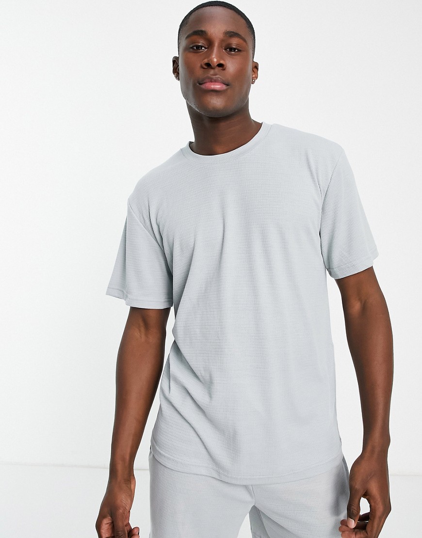 Loungeable waffle t-shirt in grey