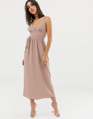 Love double strap chiffon maxi dress-Cream