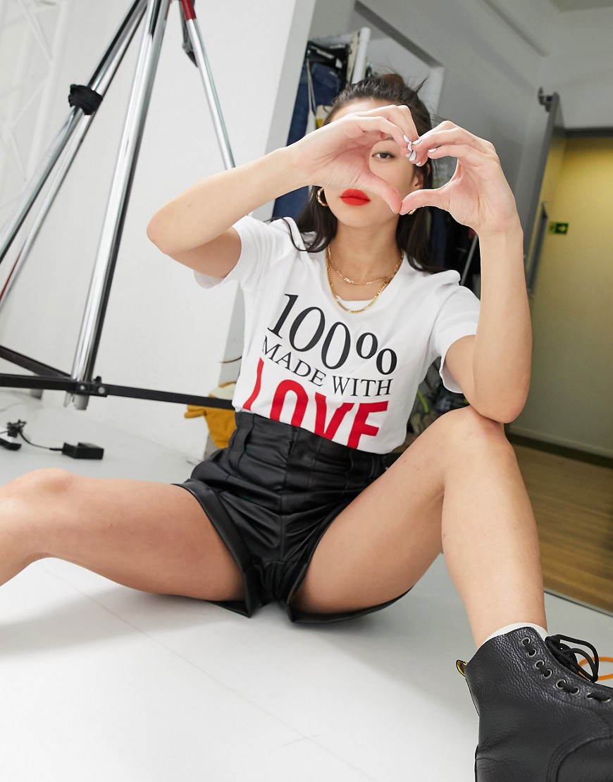 Love Moschino - 100% T-shirt met 'Made with Love'-slogan en logo