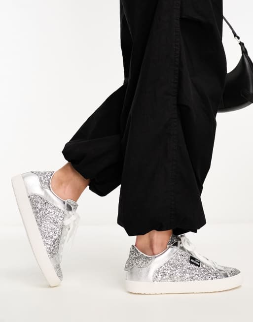 Love moschino discount silver glitter trainers