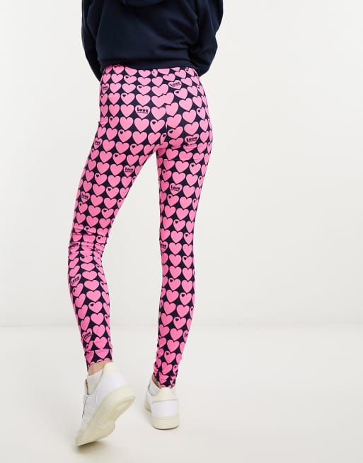 Love Moschino all over heart pattern leggings in pink