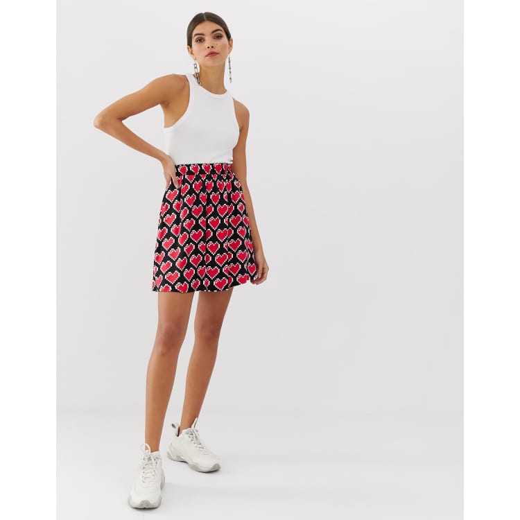 スカート Moschino Heart Skirt Love Moschino Heart print satin skirt - Women | GC9200T83400013