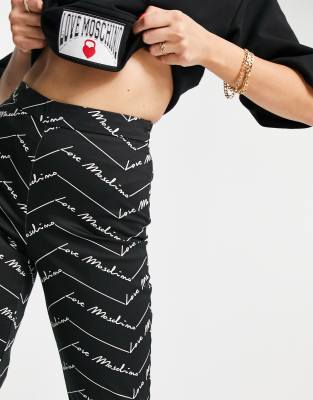 Love Moschino Contrast Logo Printed Pants/ Leggings sz US 6-8/ IT