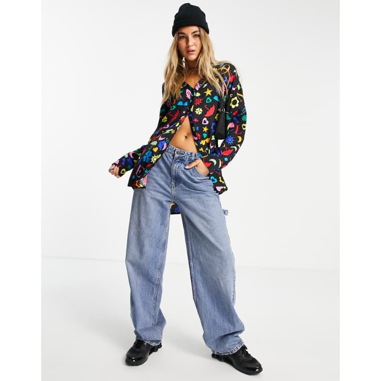 Tシャツ・カットソー Moschino Moschino All Over Print Shirt Love Moschino Allover Multi Logo T-Shirt Women's GB 10 US 6
