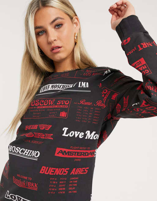 Love allover sweatshirt in black | ASOS