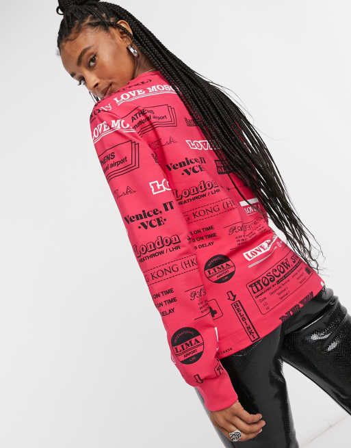 Love Moschino allover print sweatshirt in pink