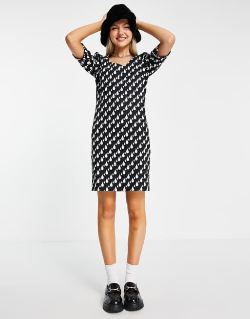 Love Moschino allover raindrop bodycon dress in black