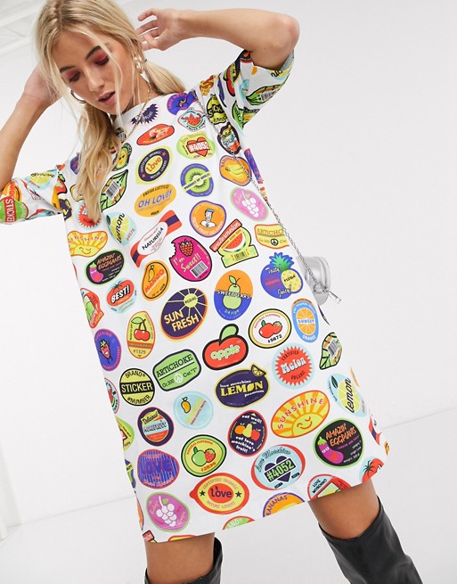 Love Moschino allover stickers print t-shirt dress