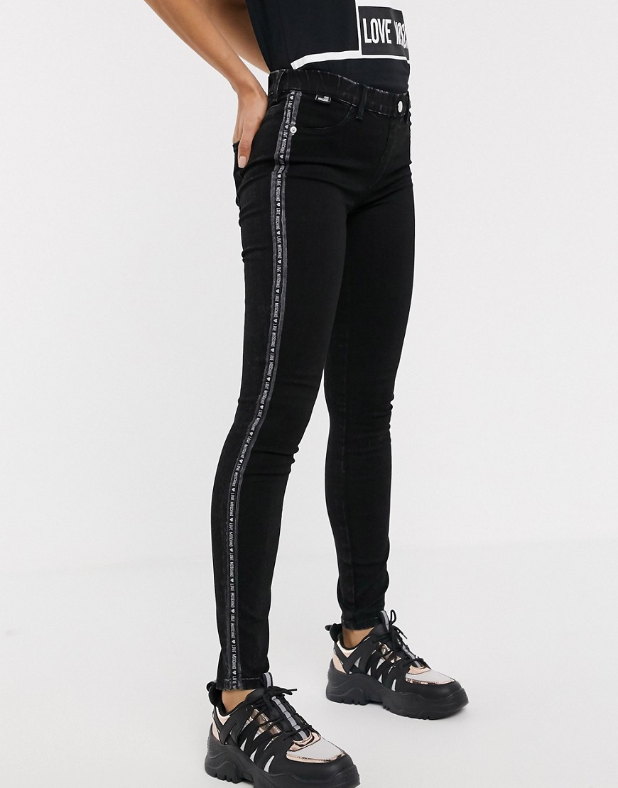 Love Moschino back logo skinny jeans-Black