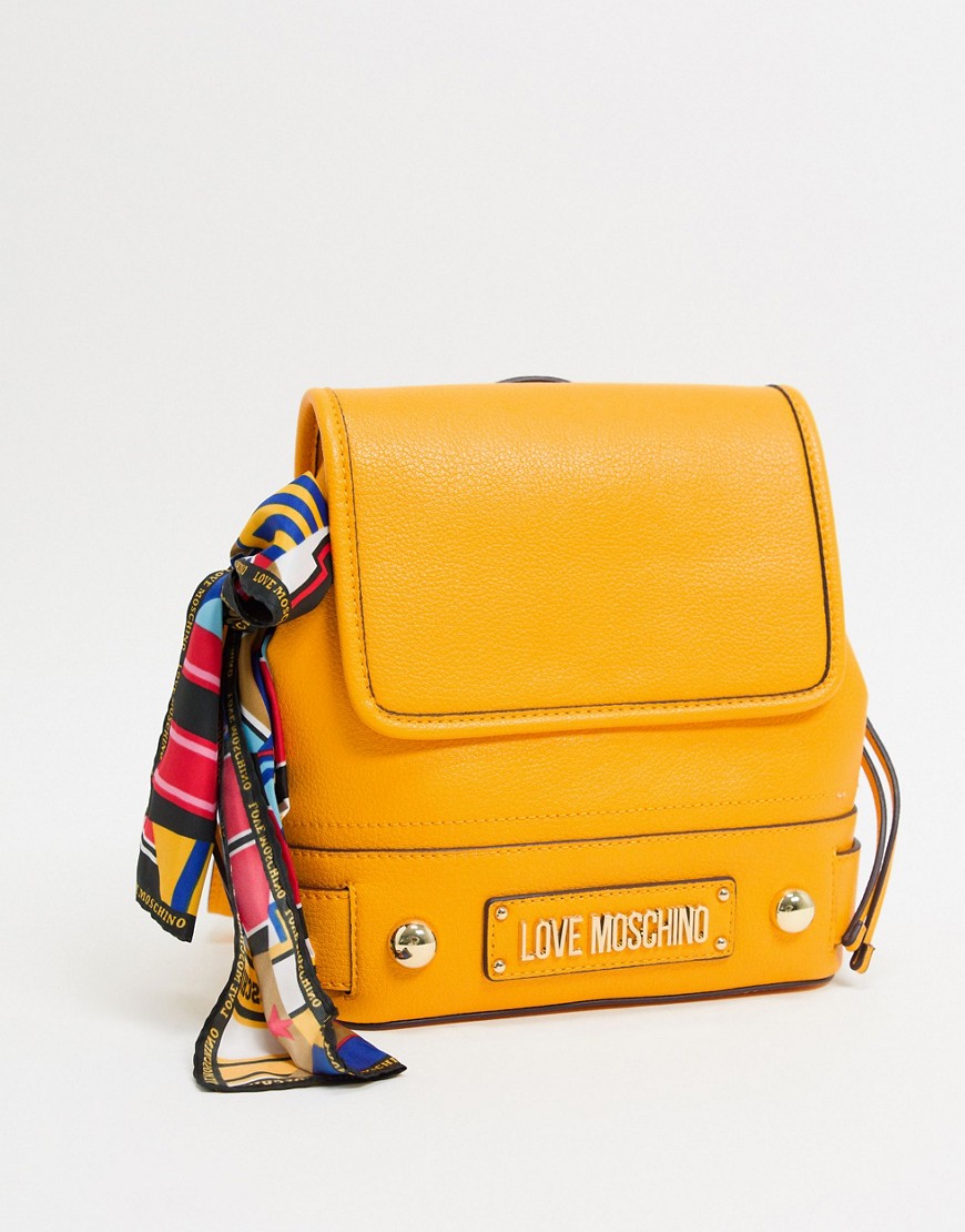 Love Moschino backpack with scarf tie in yellow