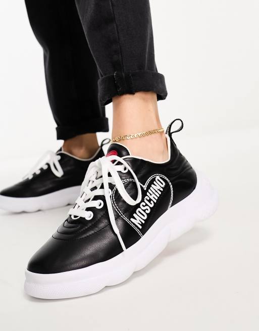 Love Moschino - Baskets chunky avec motif cœur et logo - Noir