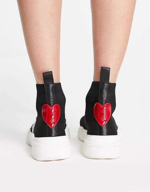 Love Moschino Baskets fa on chaussettes logo Noir