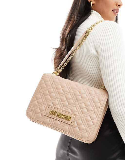 Love Moschino – Beige kviltad axelväska