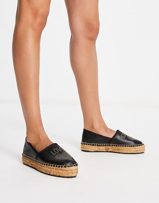 Love Moschino – Beige och guldfärgade espadrillos med broderad logga, 3 av 4