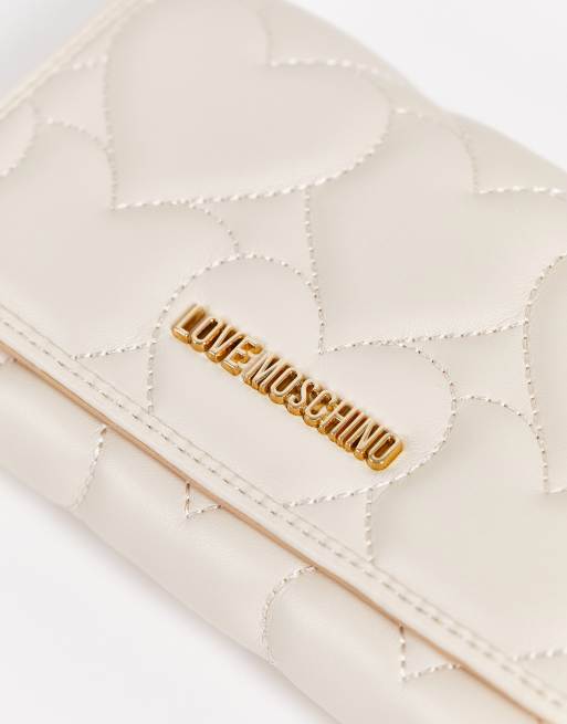 Love Moschino – Benvit plånbok med kviltade hjärtan, 3 av 4
