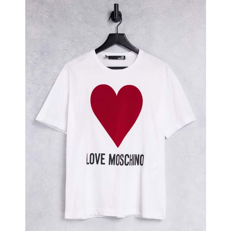 Love Moschino big heart logo t-shirt in white ASOS
