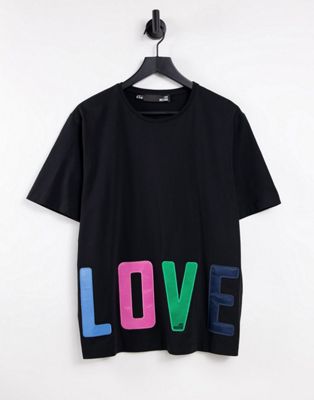 Love Moschino big love logo oversized t-shirt in black