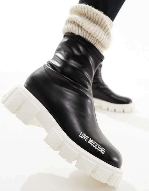 Love Moschino biker ankle boots in black