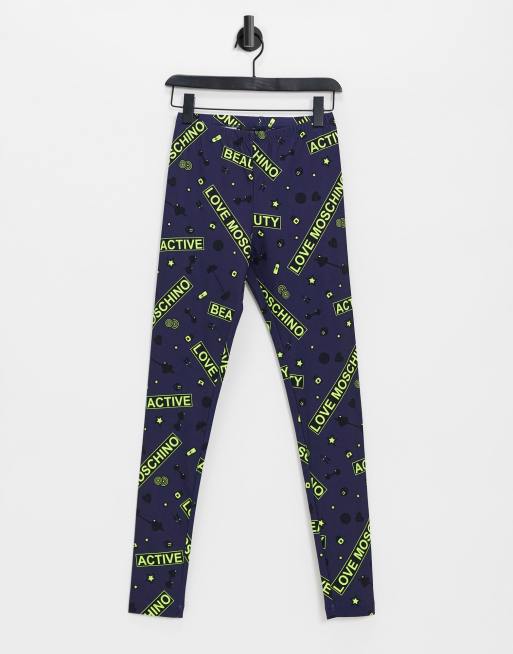 Love Moschino – Blå leggings med gymlogga