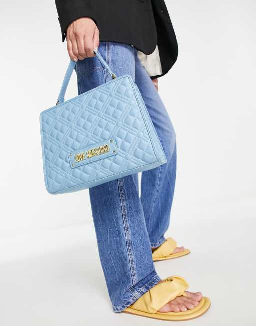Love Moschino - Blå quiltet skuldertaske med hank, 2 af 4
