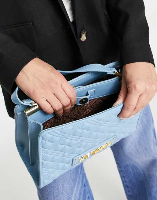 Love Moschino - Blå quiltet skuldertaske med hank, 3 af 4