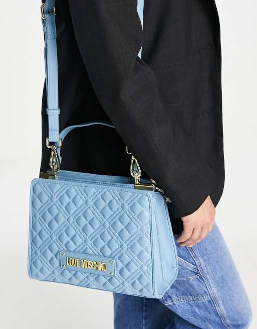 Love Moschino - Blå quiltet skuldertaske med hank, 4 af 4