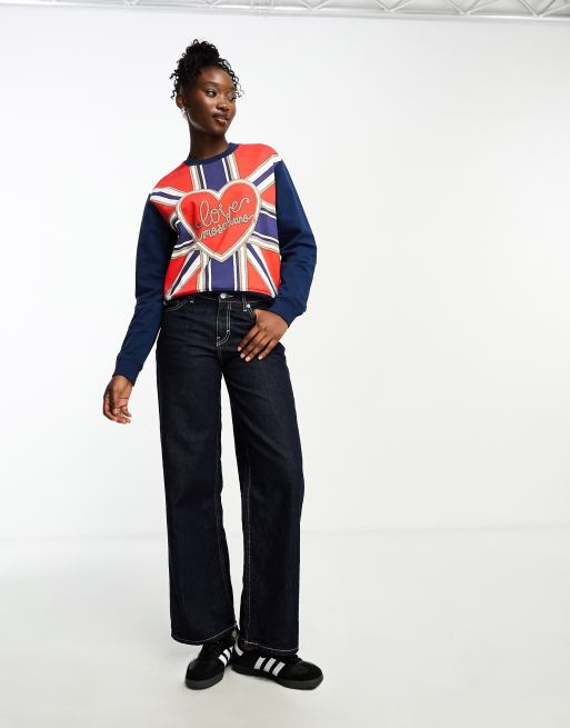 Love Moschino - Blå sweatshirt med logo og Union Jack-print , 2 af 4