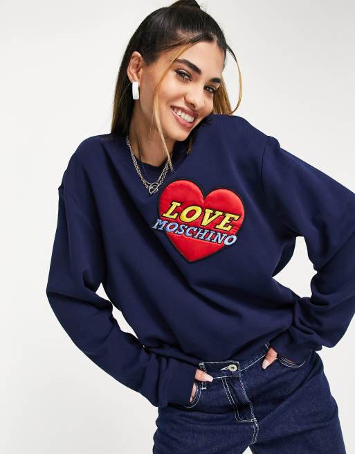 Love Moschino - Blå sweatshirt med logomærke